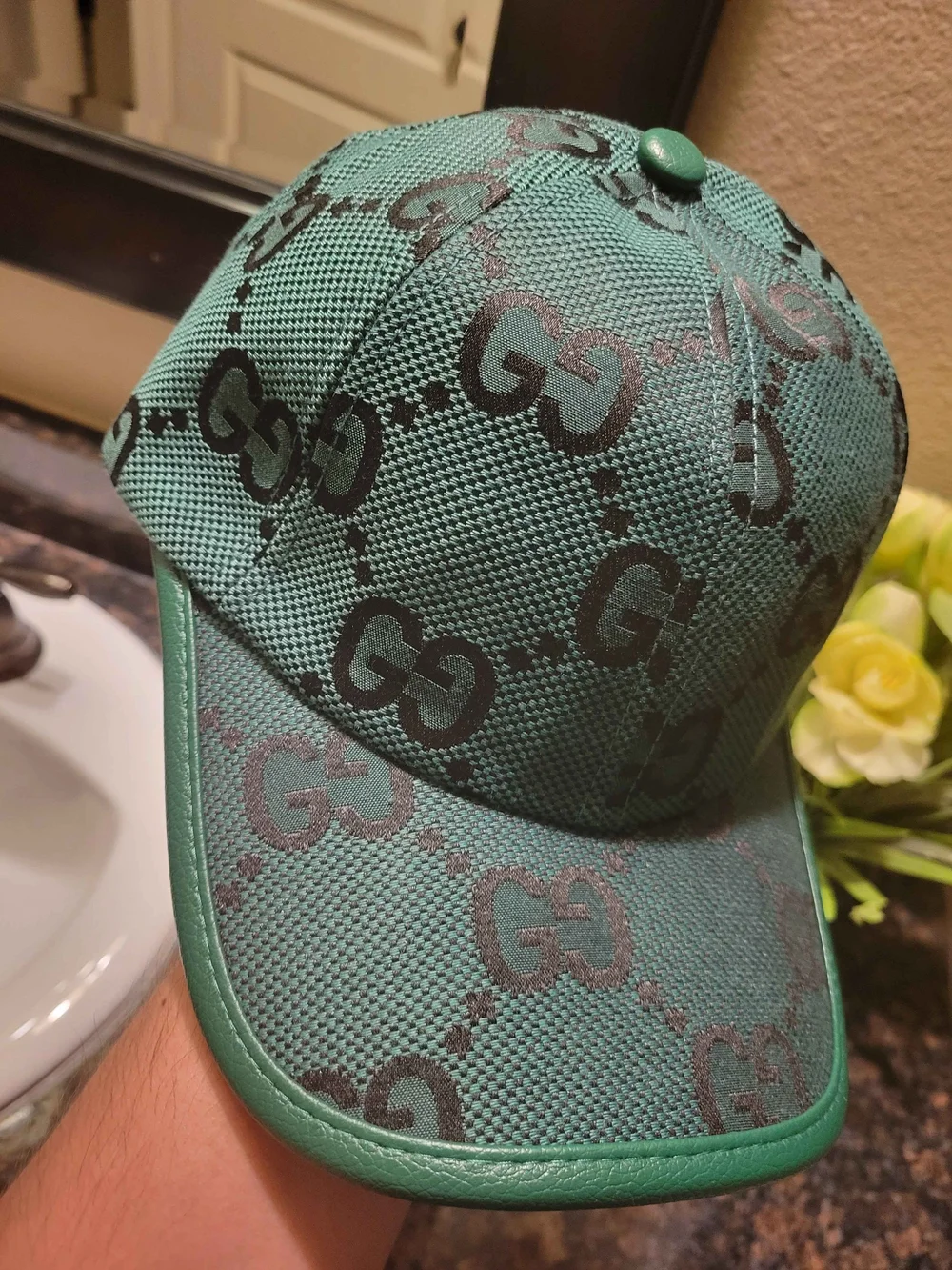 Gucci Green GG Jumbo Monogram Hat - Picture 8 of 10